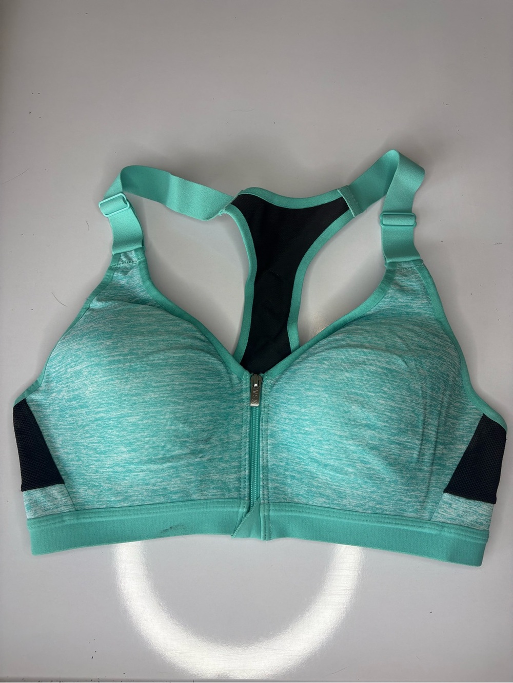 Victoria's Secret Mint Heather Front-Zip Racerback Sports Bra